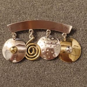 Laton Taxco Bar Brooch with Dangles